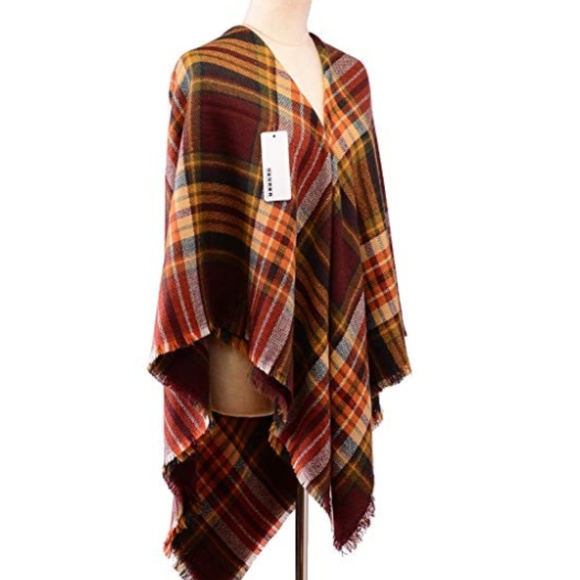 2 LEFT! Fall Colors Autumn Plaid Blanket Scarf - Picture 2 of 7